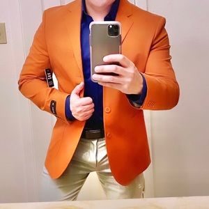 Express Extra Slim Rust Chambray Suit Jacket